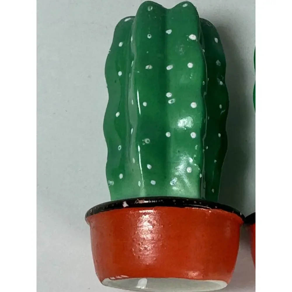 Vintage Japan Cactus Succulent Salt And Pepper Shakers 3 x 1 1/2 in